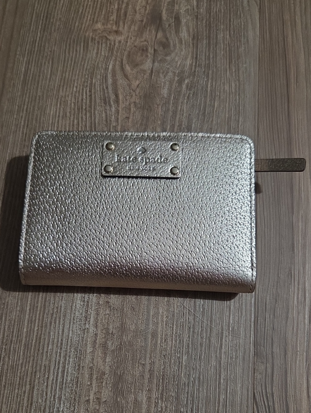 Kate Spade Metallic Rose Gold Zip Wallet